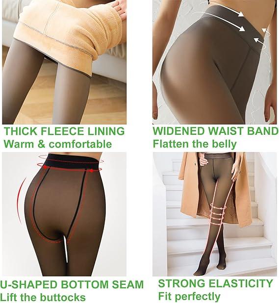 SHEVUE Winter Sheer Tights with Fleece Lining