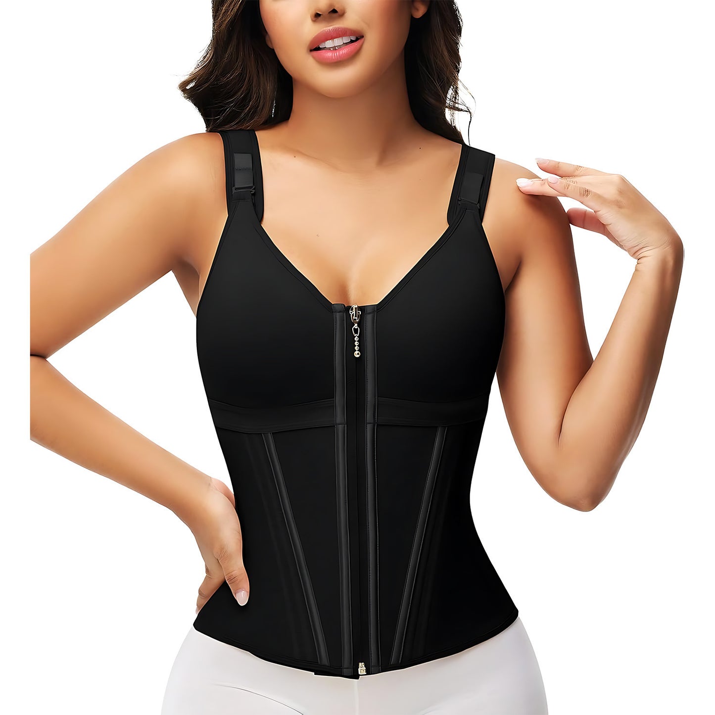 SHEVUE™ Waist Trainer adjustable Corset for Women Tummy Control Sport Workout Colombian Shaper with Zipper Wireless Bras Push Up FallFreshness FallFreshness Fit Shapewear