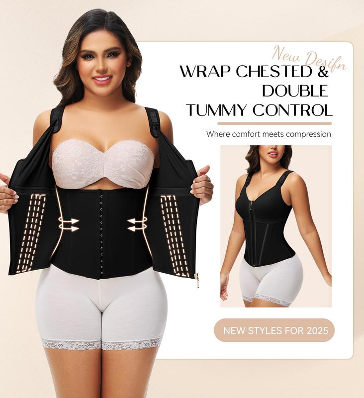 SHEVUE™ Waist Shapewear for Women with Bra Tummy Control Girdle Workout Shapewear with Adjustable Shoulder Strap
