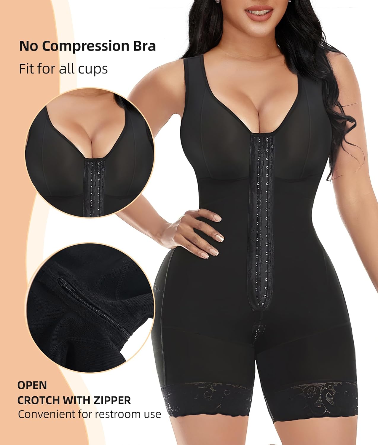 SHEVUE™ Fajas Colombianas Shapewear for Women Tummy Control Post Surgery Full Body Shaper Butt Lifter with Zipper Crotch