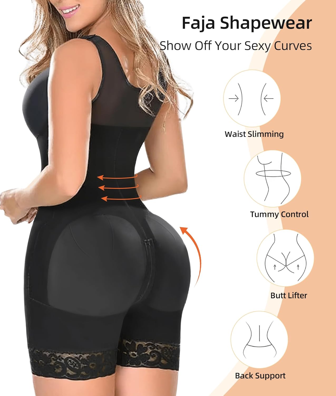 SHEVUE™ Fajas Colombianas Shapewear for Women Tummy Control Post Surgery Full Body Shaper Butt Lifter with Zipper Crotch