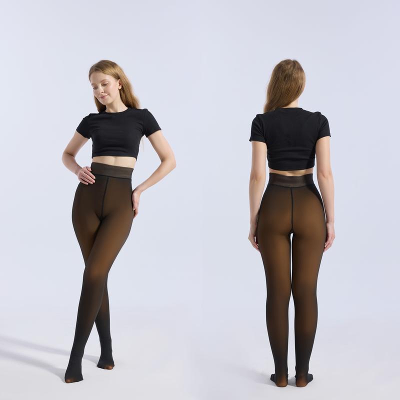 SHEVUE Winter Sheer Tights with Fleece Lining