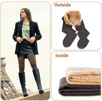 SHEVUE Winter Sheer Tights with Fleece Lining